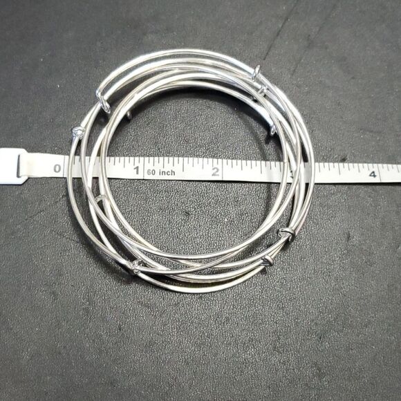 **Final Sale** Plain silver tone charm bangle bracelet lot - Picture 6 of 7